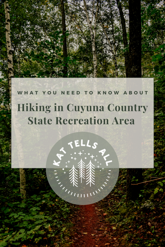 hiking in Cuyuna Country State Recreation Area Pinterest pin 